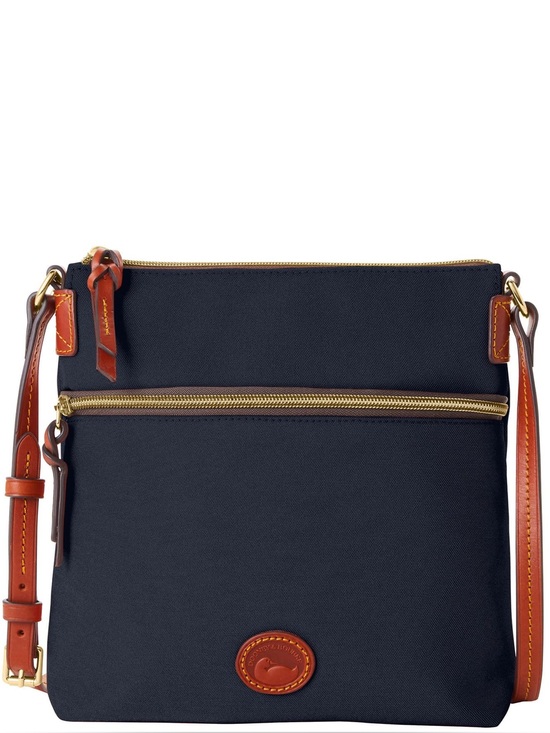Dooney & Bourke Handbags - Dooney & Bourke Navy Nylon Crossbody Bag with Tan Leather Trim